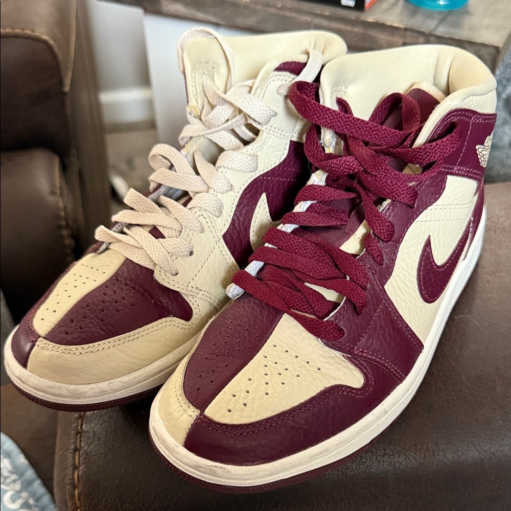 Nike Women's Jordan Sneakers - Burgundy and Beige